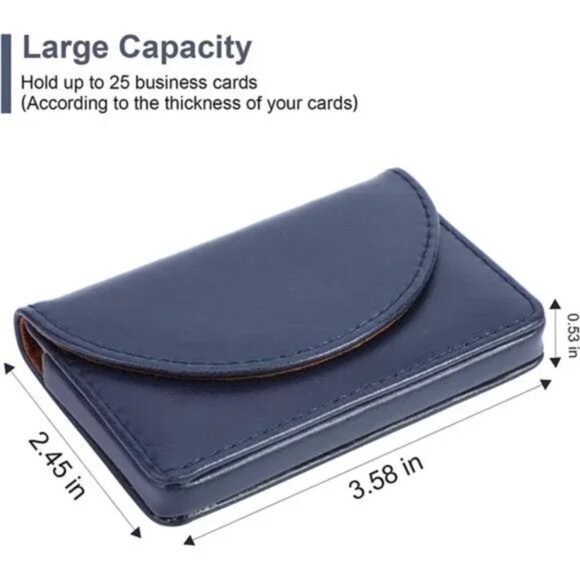 Business Card Holder, PU Leather Business Card Case Pocket Credit Card Holders - Picture 2 of 7